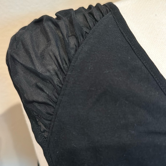 Betsey Johnson Intimates Black Top with Pink Bow, Mesh Sleeves, Size Medium, EUC - Picture 3 of 7